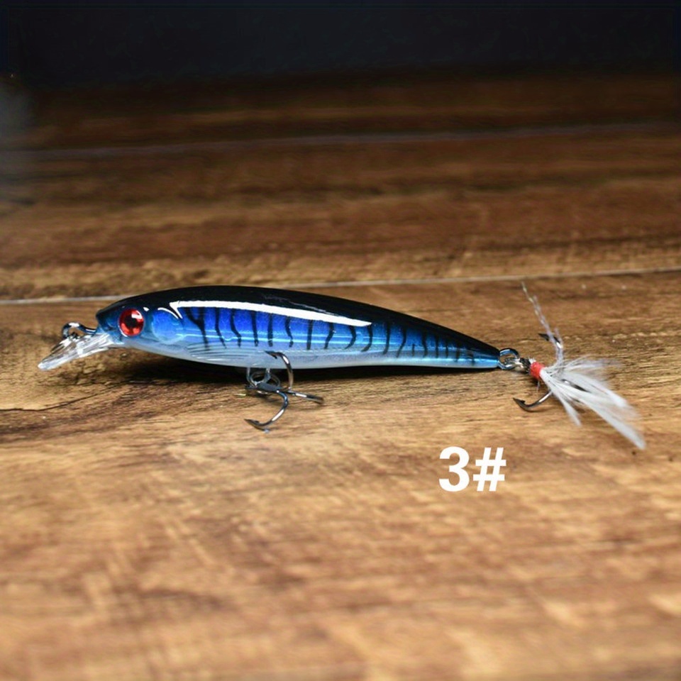 3d Bionic Minnow Fishing Lure Laser Eyes Feather Treble Hook - Temu