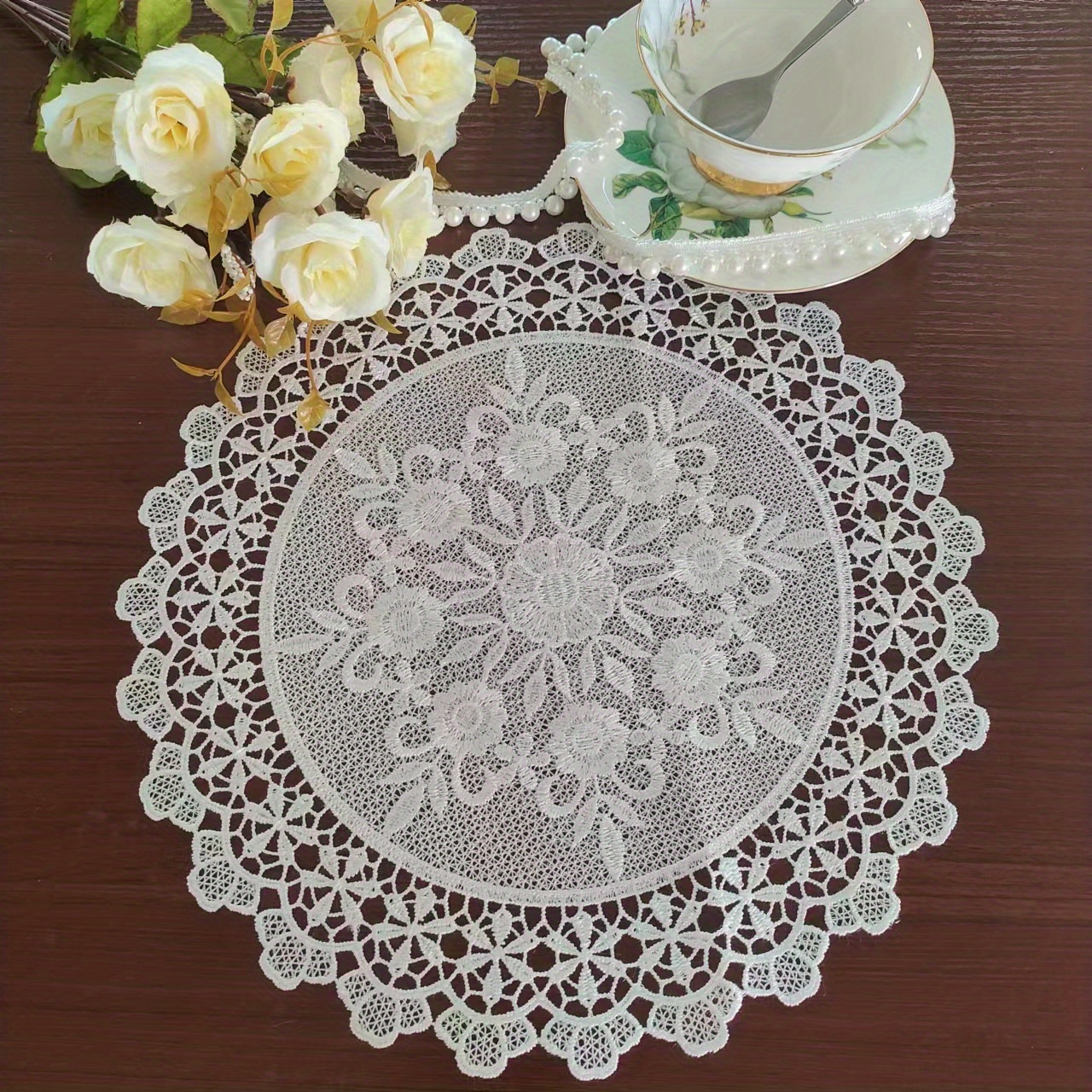Tapete redondo blanco roto de 47 cm ideal como tapete para mesa de café o  mesa auxiliar, de algodón tejido a mano, listo para enviar -  México
