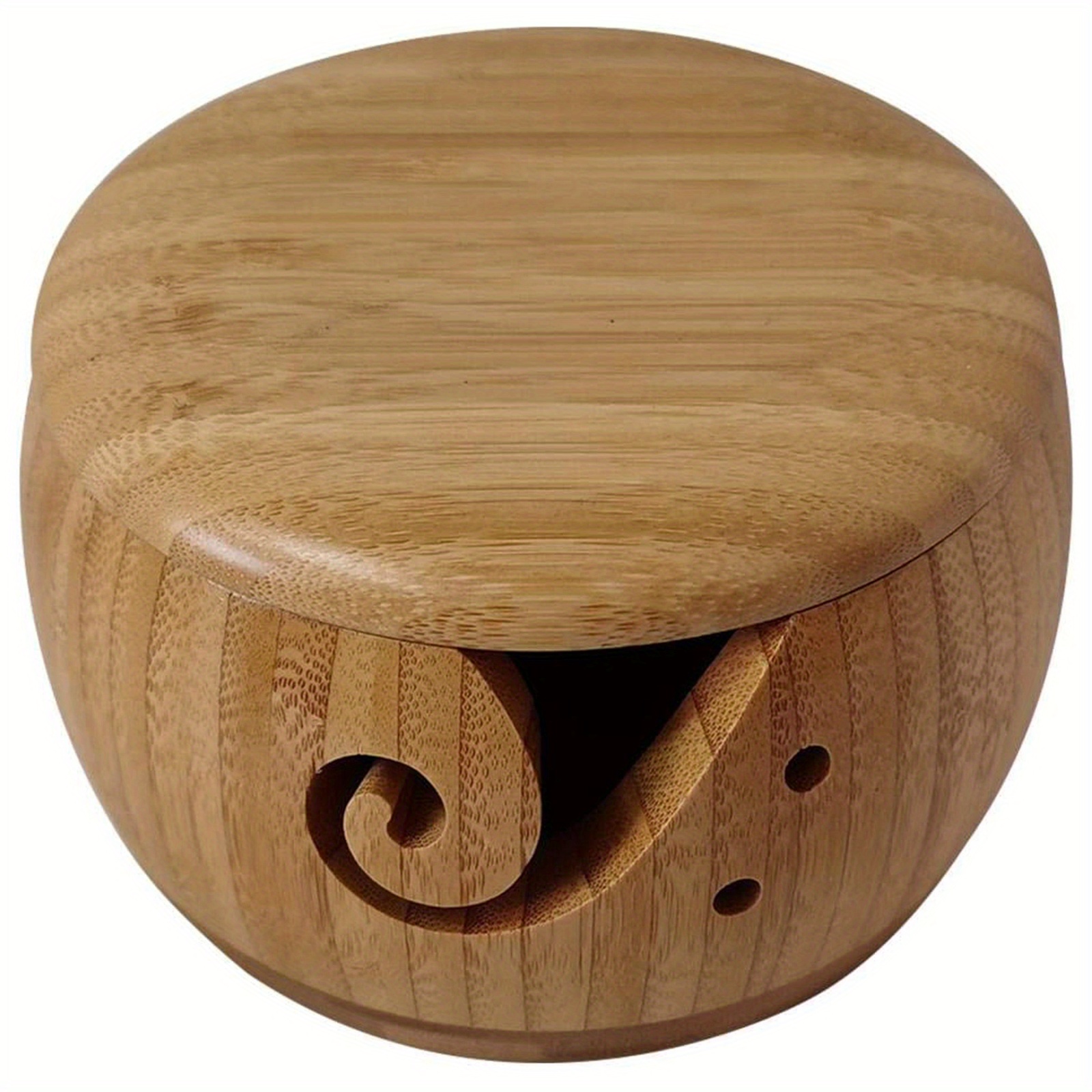 Bamboo Yarn Bowl Removable Lid Handmade Wooden Knitting Bowl Temu