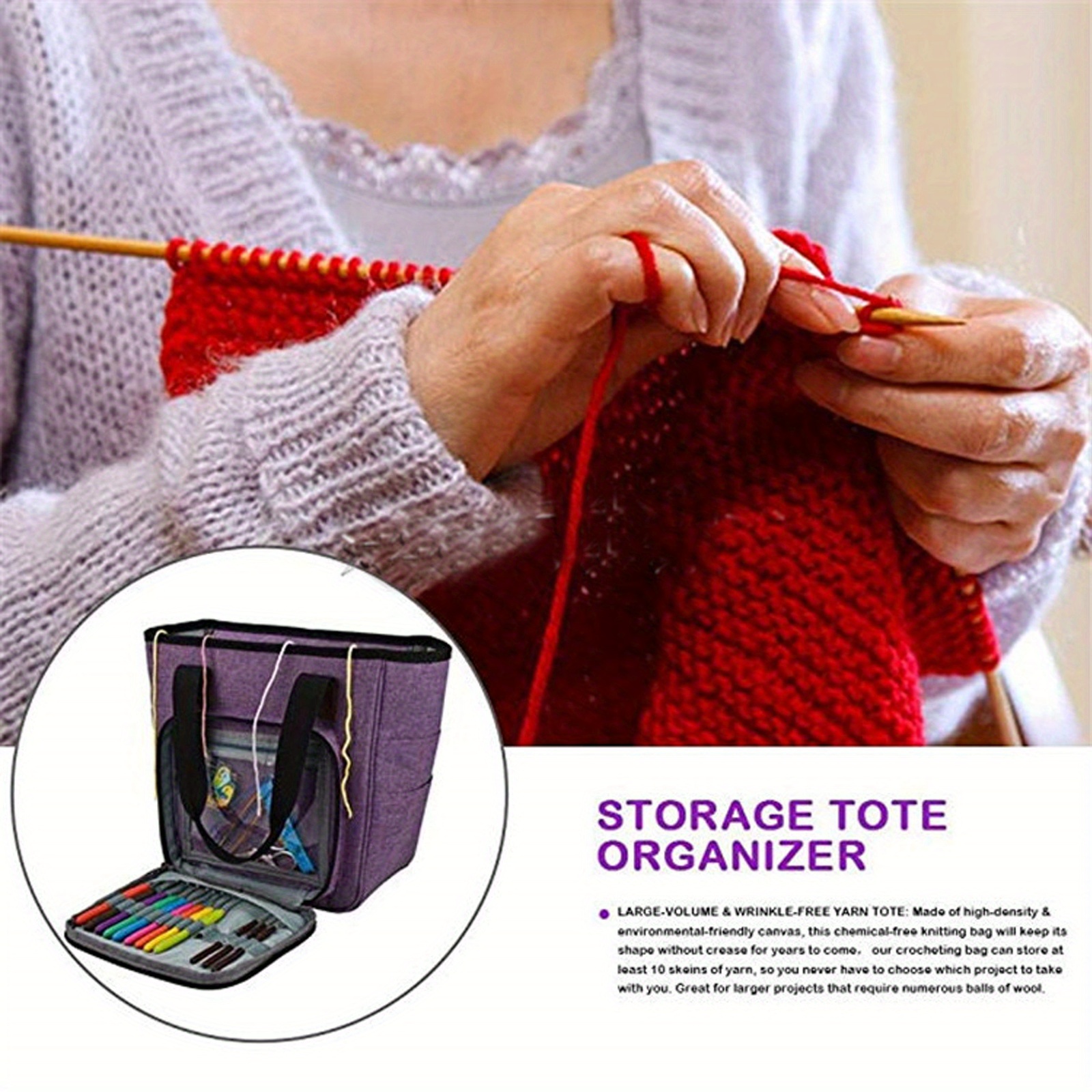 Diy Yarn Bag Knitting Organizer Tote Bag Portable Storage Temu