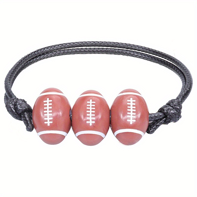 Bracelets in Jewelry Handmade Adjustable Wax String Woven Non Tarnish Tennis Bracelet Basketball Baseball Rugby Ball Charm Sports Bead Bracelet