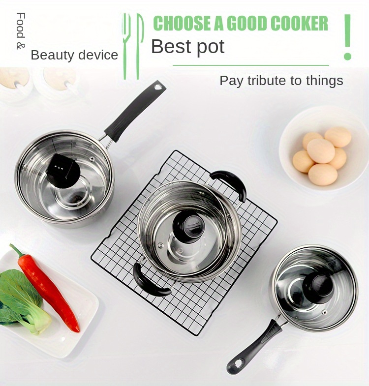 Baig soup pot stainless steel household induction cooker gas stove special  double-ear thickened milk pot cooking porridge and soup small stew pot