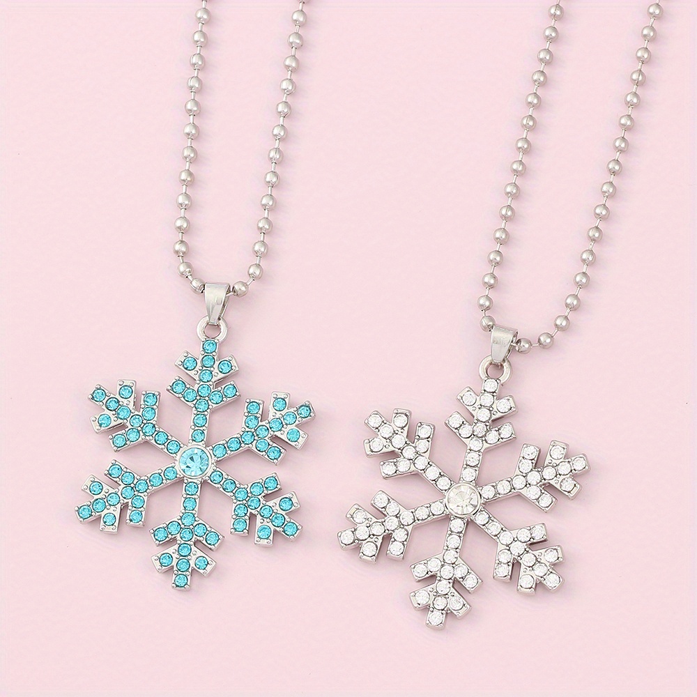 Fashion Frozen Snowflake Pendant Necklace Full Of Artificial Temu