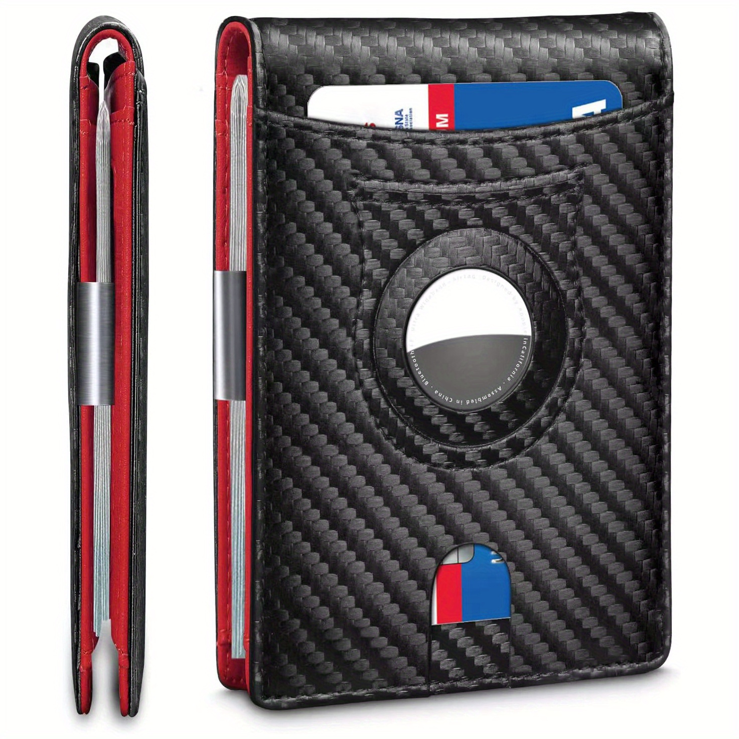 Men's Short Wallet RFID Blocking Airbag Tracker Money Clip