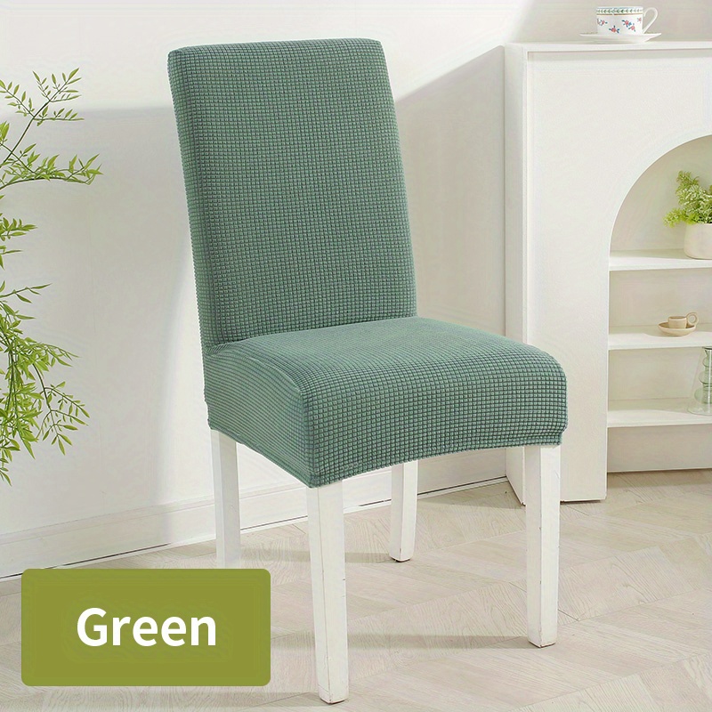 Stretch Chair Cover with Elastic Band Solid Jacquard Grid Pattern