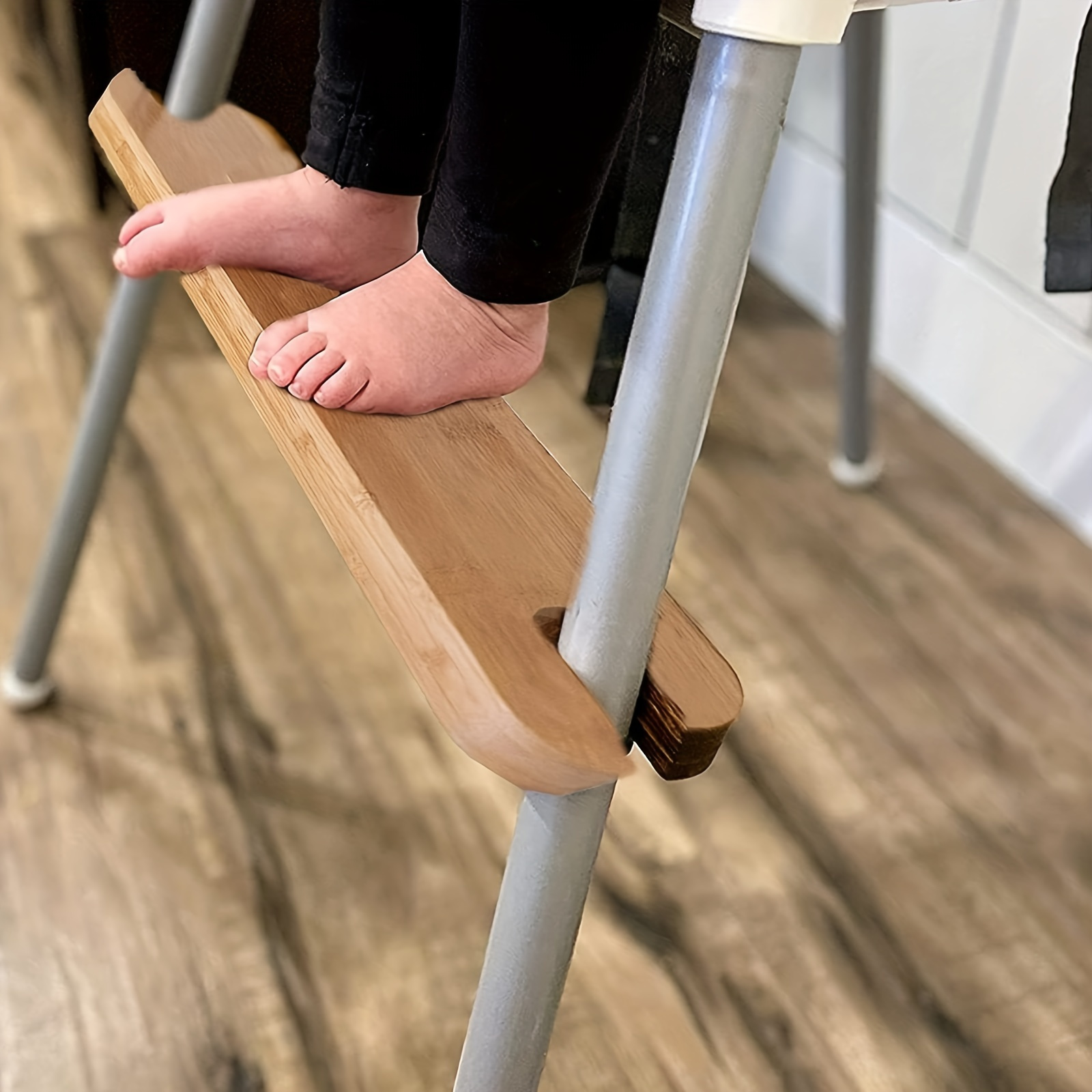 TLBB High Chair Footrest, Adjustable Height Natural Bamboo Baby Highchairs Pedal, Suitable for IKEA Antilop High Chair Footstool (A)