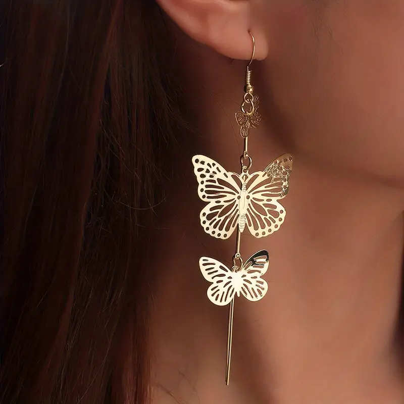 Elegant Butterfly Tassel Earrings - Detailed View