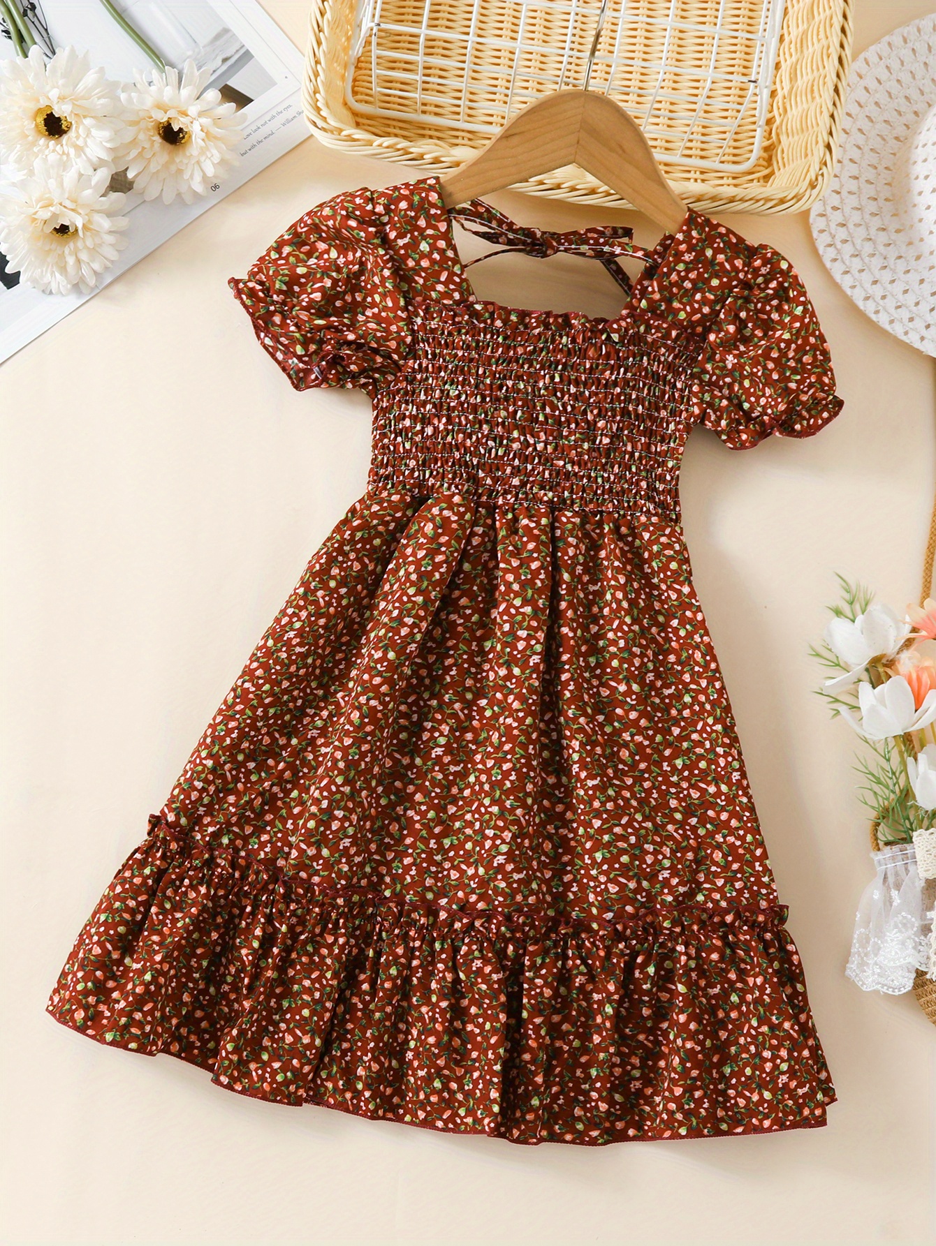 brown floral toddler dress Brunch Dress main image 1