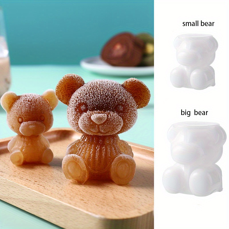 1pc Bear Shaped Ice Cube Mold, White Cute Silicone Ice Mould, For