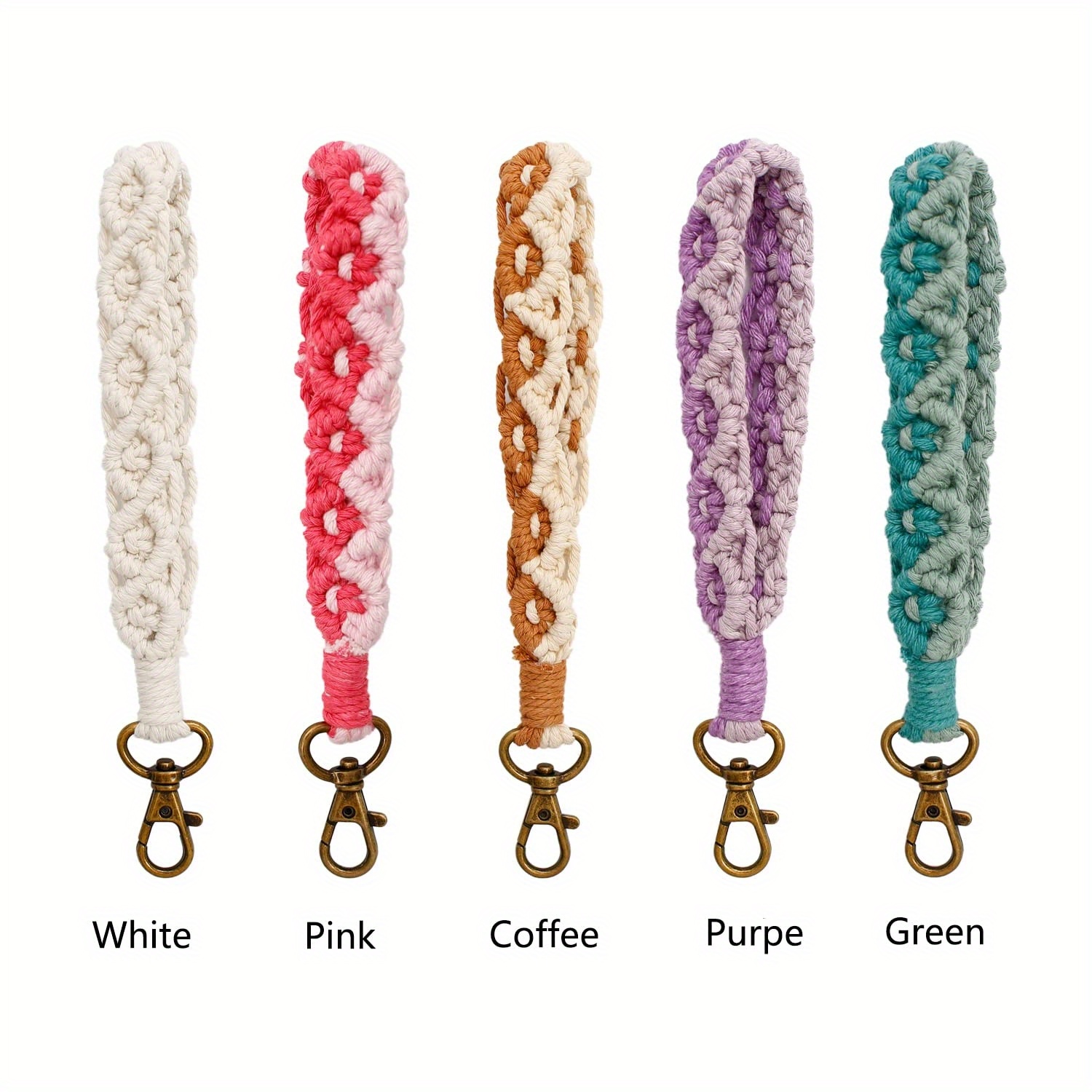 Woven Wrist Strap Keychain Floral Knitting Key Accessories - Temu