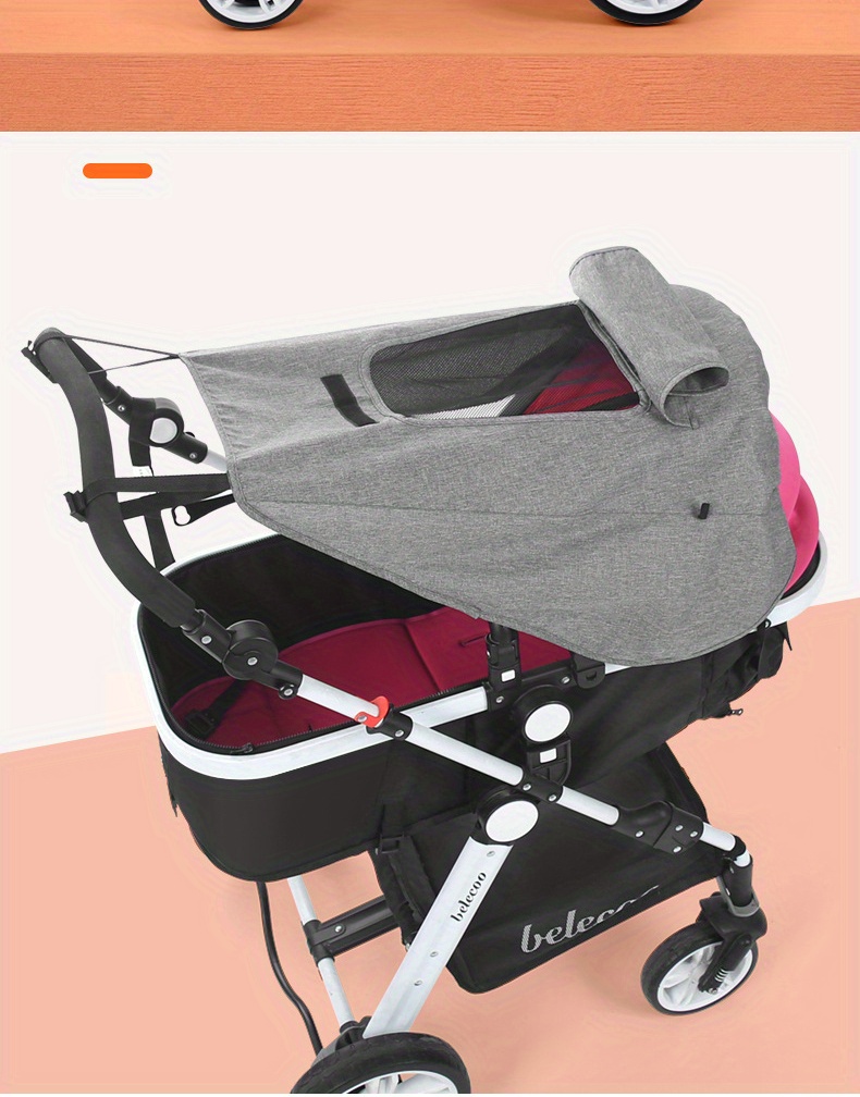 uv protective stroller sunshade with viewing window waterproof   polyester details 3