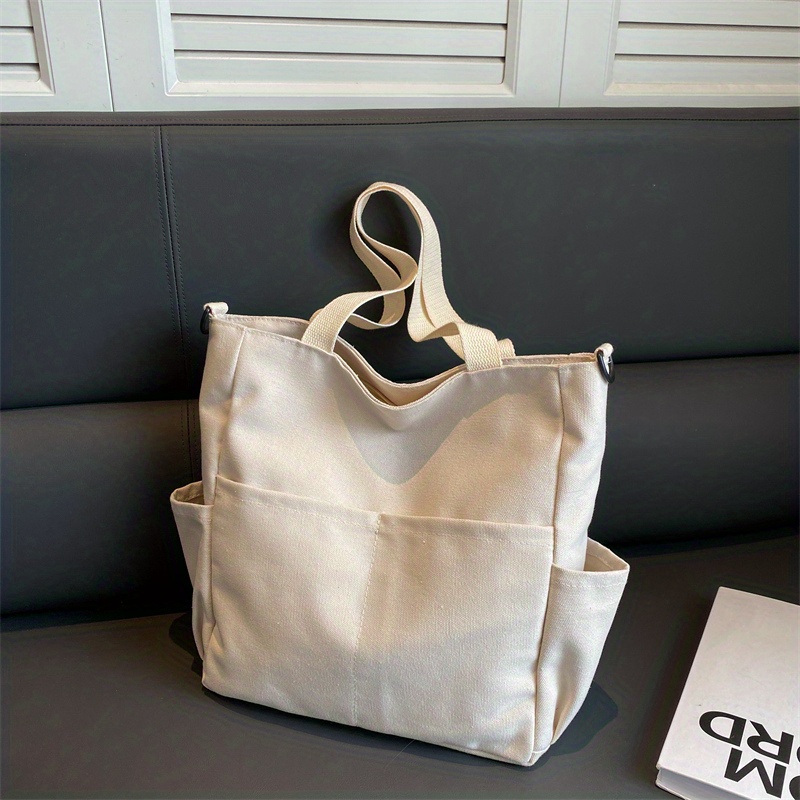 Bolso Tote Lona Minimalista Mujer Bolso Color Vendido Gran - Temu