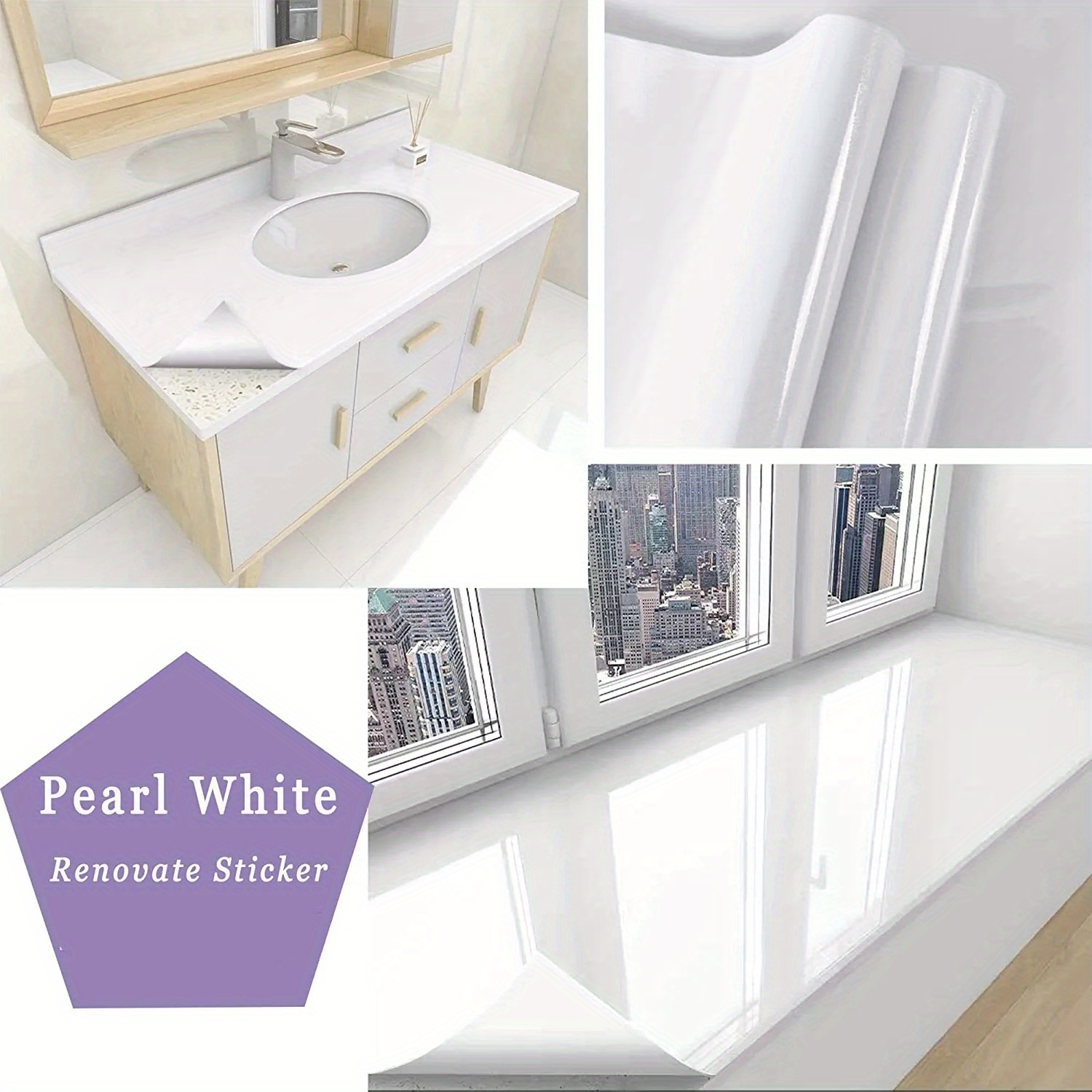 Glossy Self Adhesive White Marble Contact Pape Ceiling Temu 3748