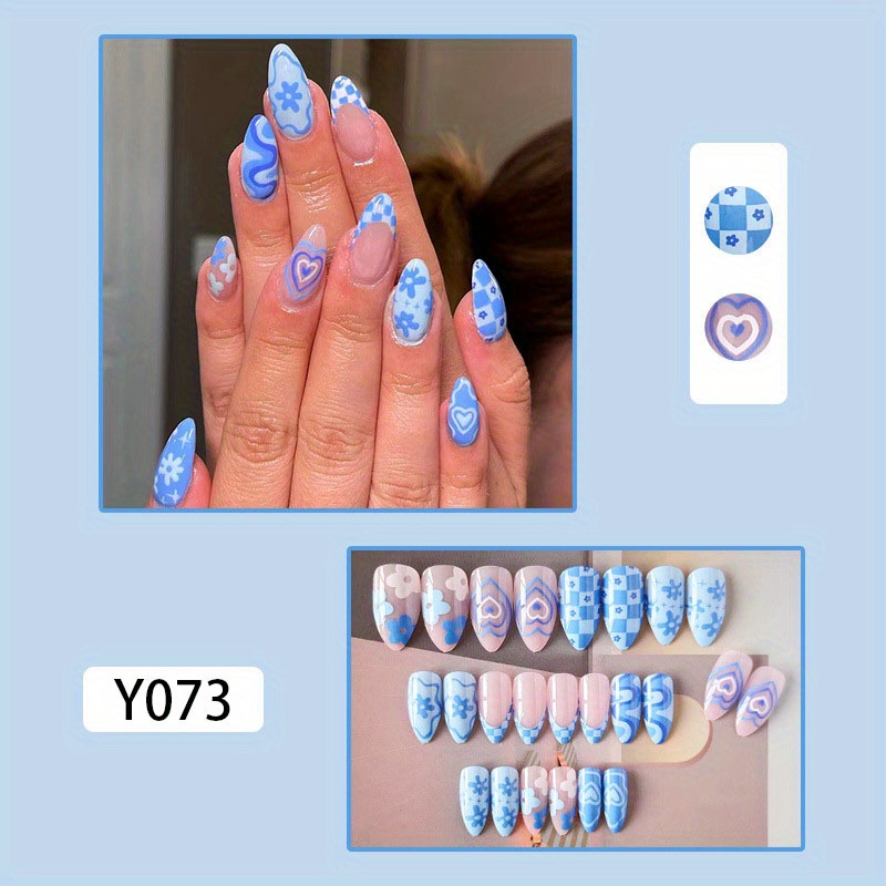 Light Blue Floral : Best Designer Press on Fake Artificial Nails in India –  The NailzStation