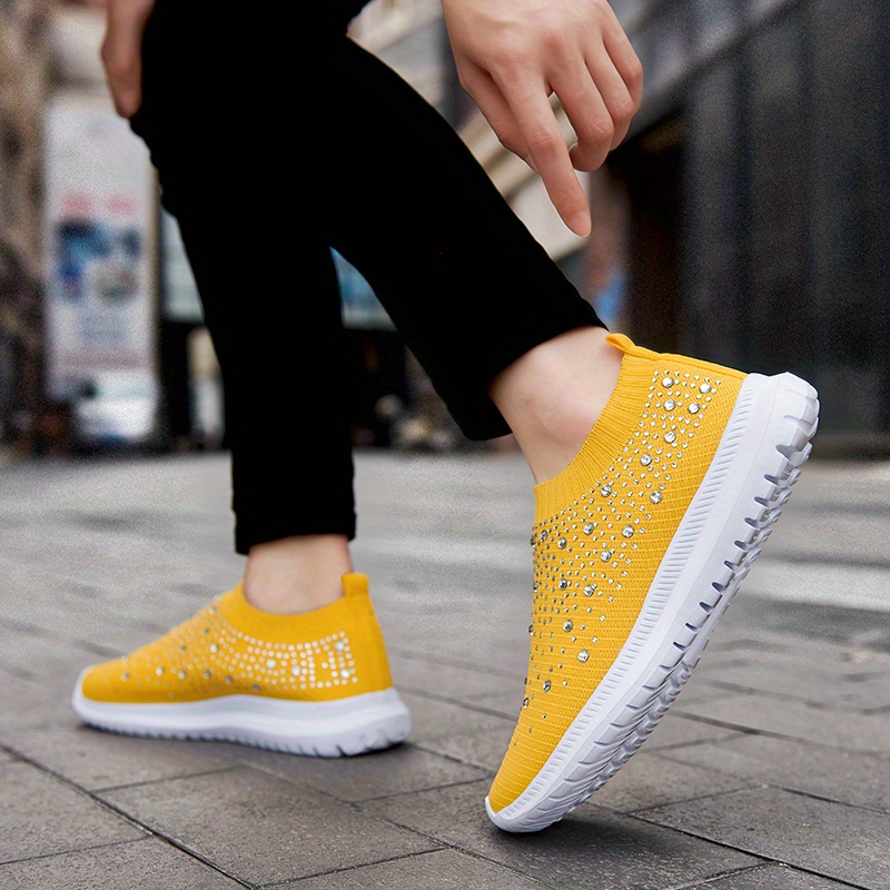 Women's Shoes Wear Non-slip Shoes Sneakers Beads Sparkling Socks Rhinestone  Sneakers Casual Running Light Shoes