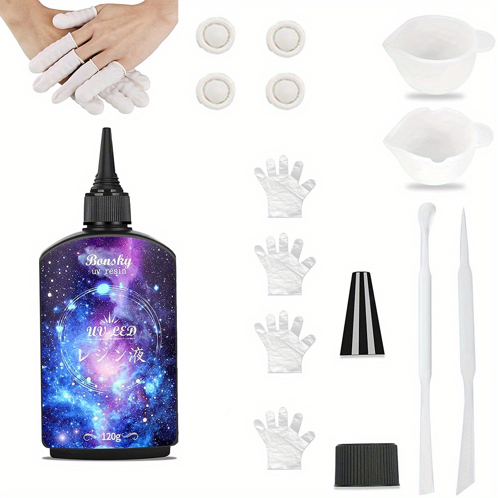 Colla Uv 120ml / 240ml Set Comune 36w Luce Uv Illuminata Resina Materiale  Epossidico Fai-da-te Realizzazione Di Giocattoli Trasparenti Di Cristallo  Viene Fornito Con Misurino In Silicone Guanti Per Bastoncini Di Miscelazione