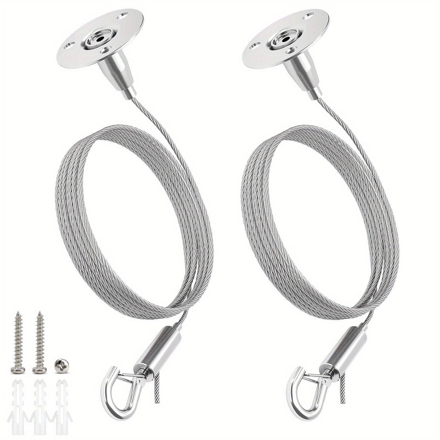 2pcs Stainless Steel Wire Rope For Hanging With Eyelets And Hook 2 Meter  Stainless Steel Rope Hanging Equipment Curtain Rope For Lamp Clothes Hanger  7