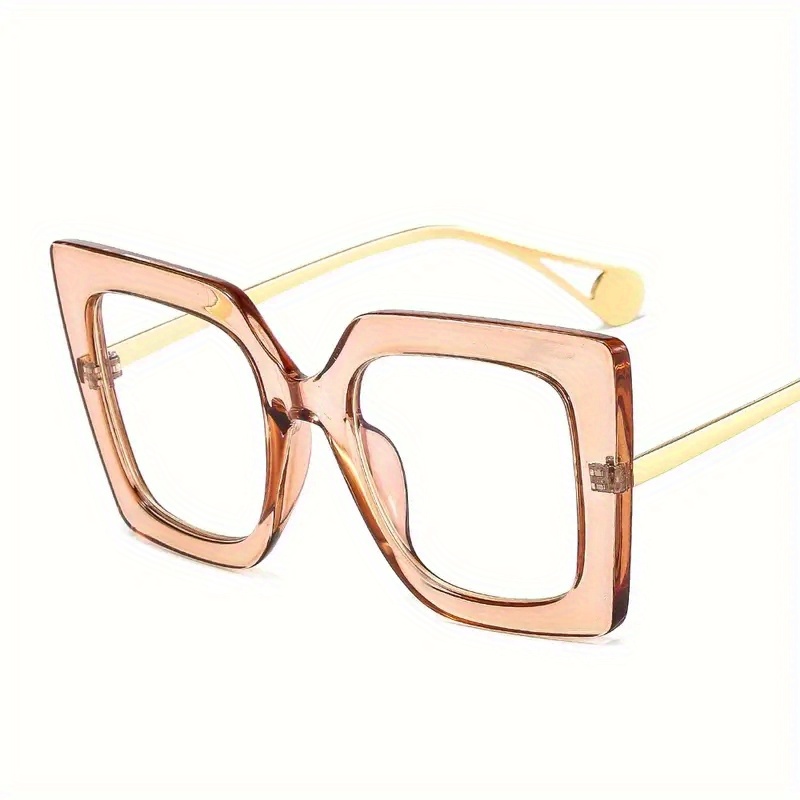 Cat Eye Clear Lens Fashion Glasses For Women Men Large Color Block Frame  Anti Blue Light Glasses - Temu