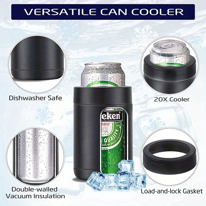 2 in 1 Beer Can Holder Vacuum Insulated Double Walled Stainless Steel Beer  Bottle Holder with Cola Opener Cooler 12oz termo logo