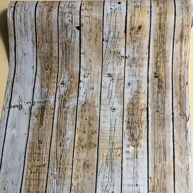 DOITOOL 1 rollo de adhesivo de grano de madera pelar y pegar película de  madera de imitación papel de pared de grano de madera, papel de pared de