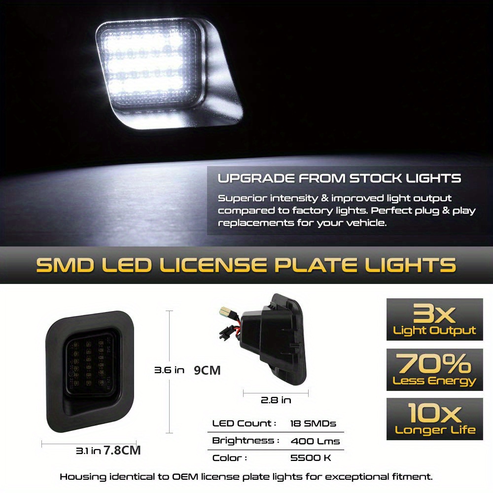 Led Smoke Lens License Plate Light 2003 2018 1500 - Temu