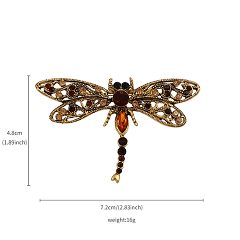 2021 mode métal strass libellule dessin animé broche femelle