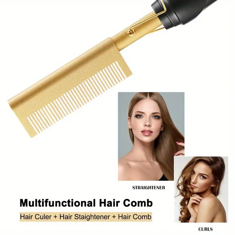2 in 1 electric hot comb 450 f high heat hair straightener comb ceramic pressing comb with anti scald case dual voltage and 60 min auto shut off details 0