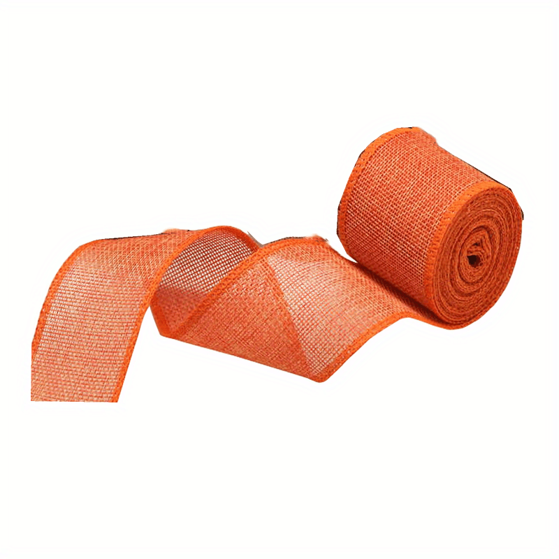 2 Wired Orange Burlap Ribbon 10 Yard 