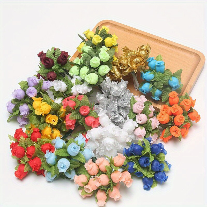 3bunches, Simulation Multi-color Gourd Flower, Silk Cloth Rose Pomegranate  Flower Diy Wreath Material Wedding Candy Box Decoration