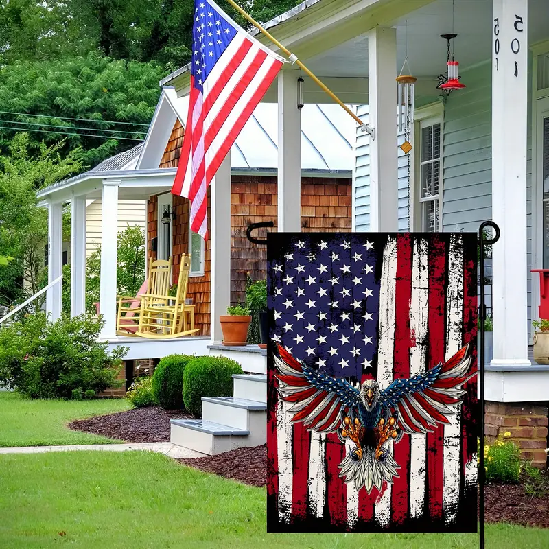 1pc 4th of july patriotic usa  garden flag vertical double sided printing flag for outside yard garden balcony independence day party decoration no flagpole 12 18 inch details 4