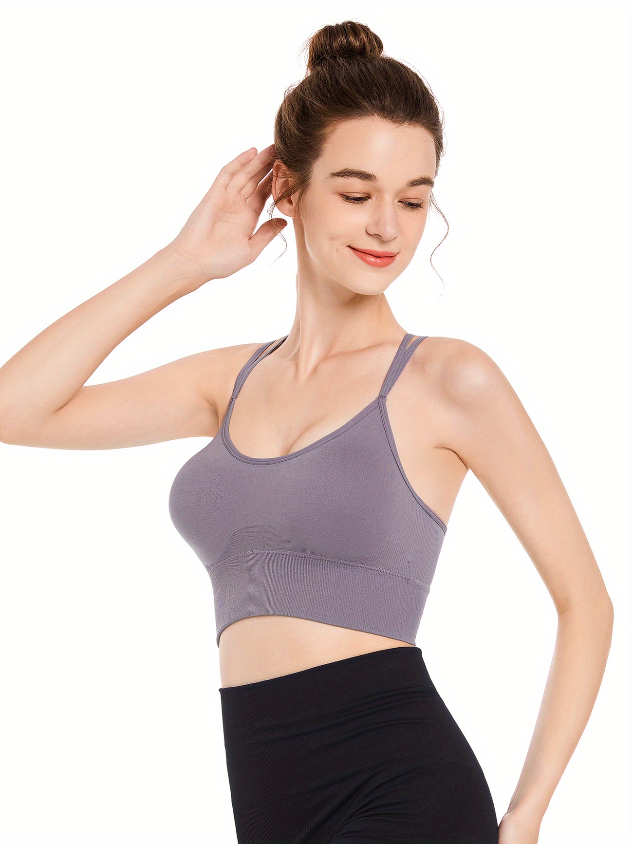 Women's Sports Bra Padded Crossed Back Bustier Without Underwire Spaghetti  Straps for Yoga Fitness Thin Bras for : : Clothing, Shoes 