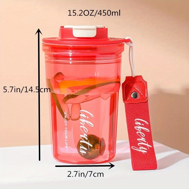 350/450ml Coffee Glass Cup Water Bottle Thick Glass Mug Heat-Resistant Milk  Juice Cup Travel Sealed Non-slip Set Straw Mug