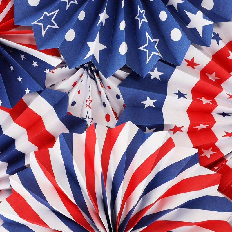 4th July Docor American Flag Paper Fan Independence Day Temu