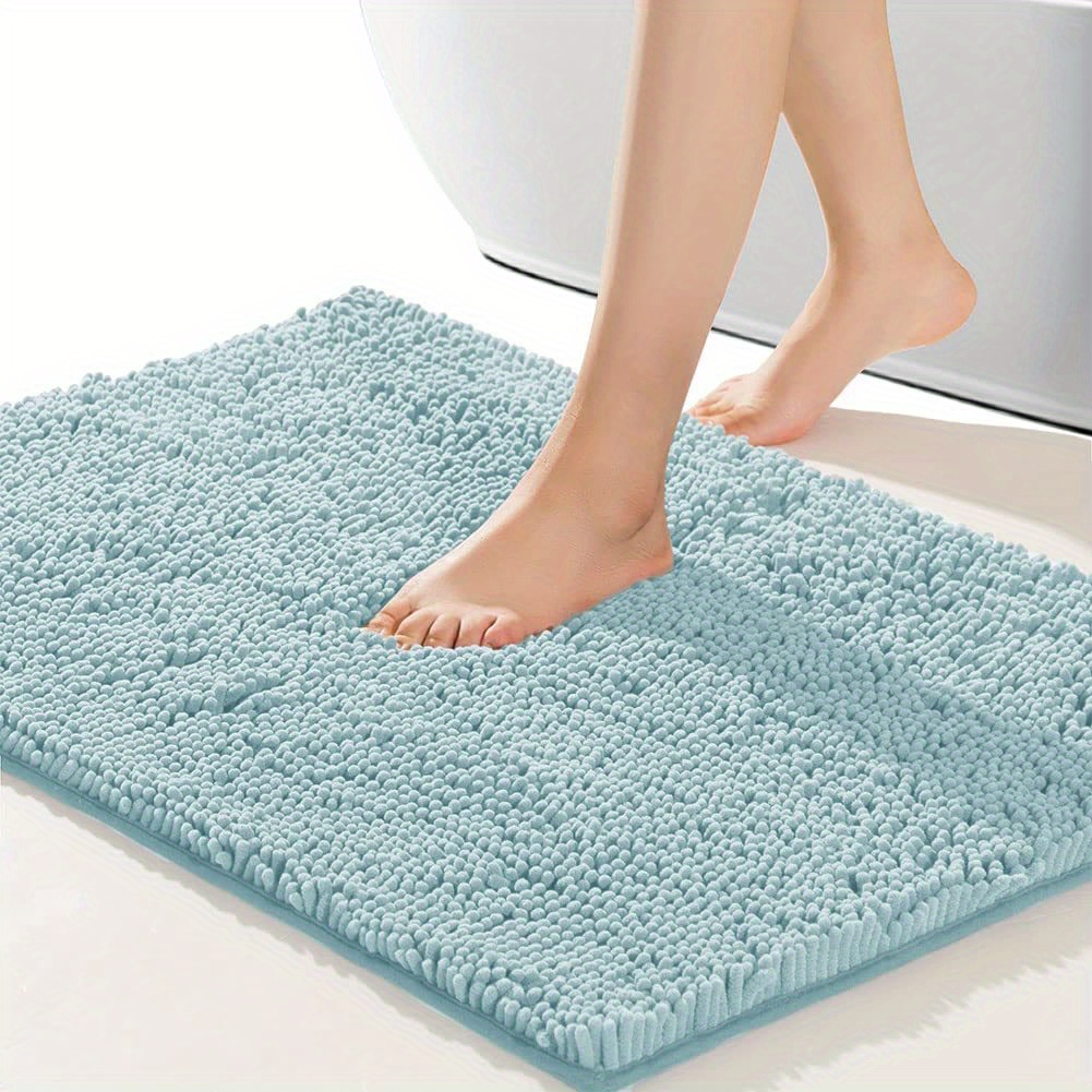 Bath Mat 2 Piece Blue Bathroom Rug Set, Chenille Non-slip Bath Mat,  Absorbent Shower Mat And Bathroom Floor Mat, Quick Dry Bath Mat, Bathtub  Bathroom