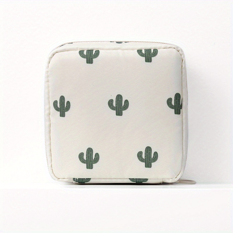 Portable Sanitary Napkin Storage Bag, Cute Cactus Print Organizer, Women's  Reusable Small Pouch - Temu