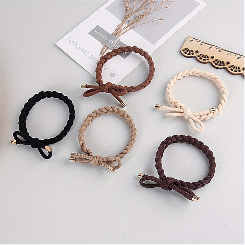 5Pcs High Stretch Hair Tie Elastic Brim Bundle Hair Rope