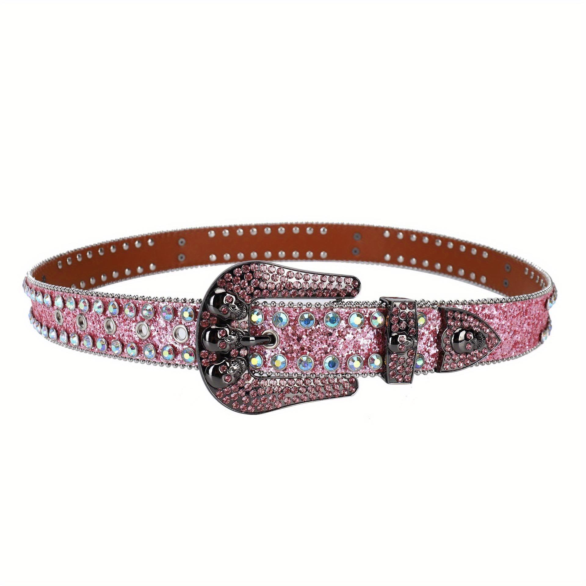 Y2k Rhinestone Belt Rock Skull Goth Cowgirl Belt Crystal Bling