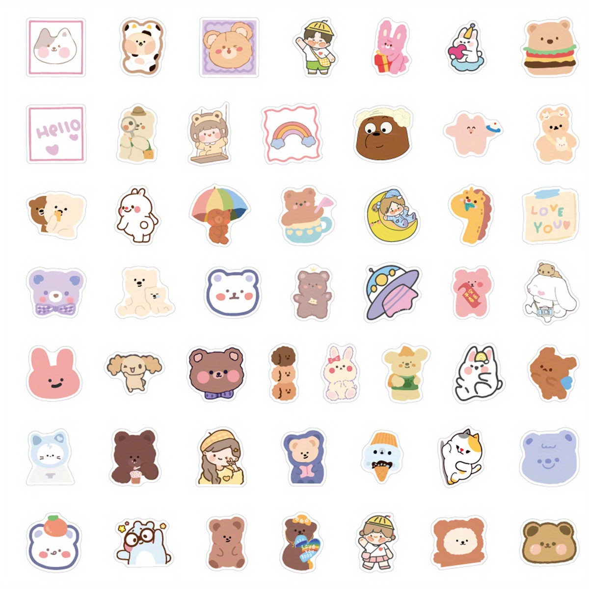 Korean Bear Stickers Cute Cartoon Lovely Aesthetic Bear - Temu