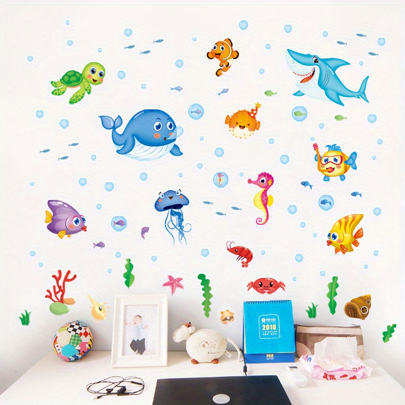 Cartoon Underwater World Wall Stickers Kids Children's Room - Temu ...