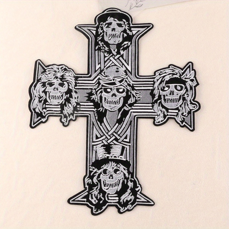 rock band inspired skull cross embroidered patch - Temu