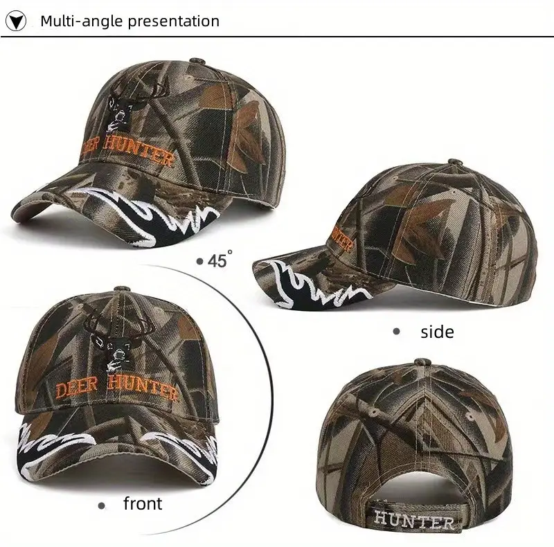 Mens Outdoor Fishing Hat Embroidery Deer Head Embroidery Sunshade