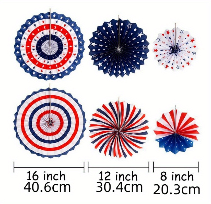 4th July Docor American Flag Paper Fan Independence Day Temu