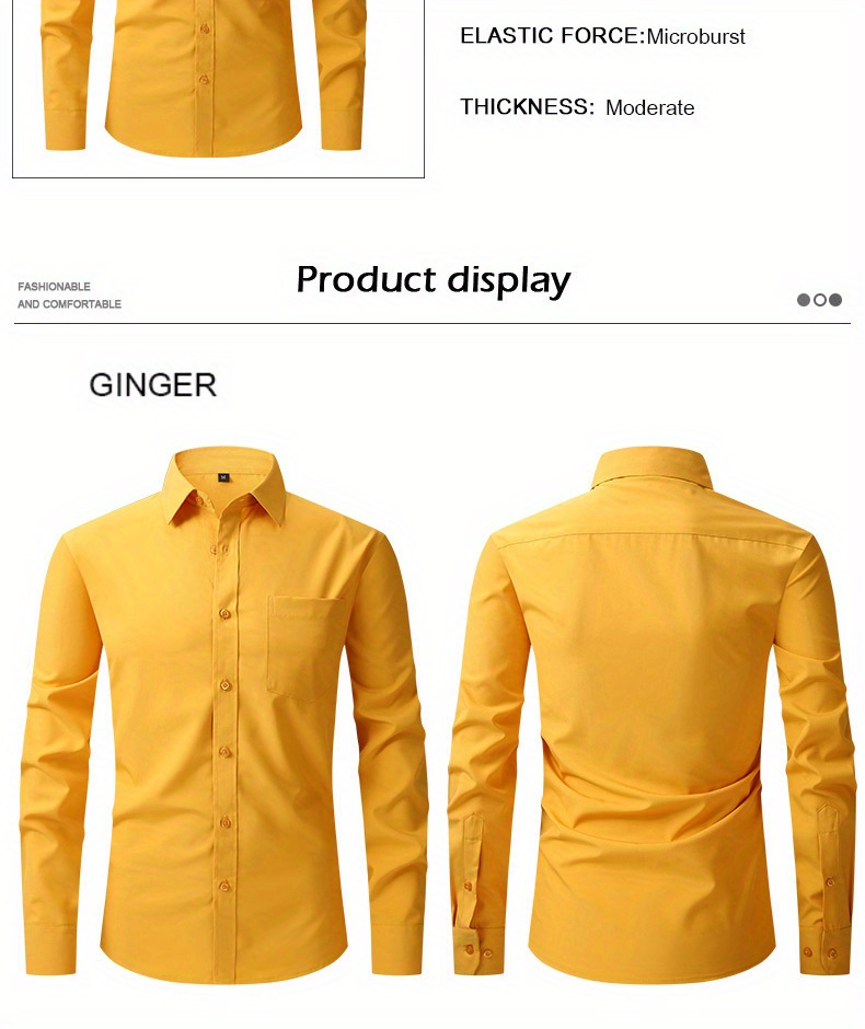Men's Formal Classic Design Button Shirt Chest Pocket Male - Temu