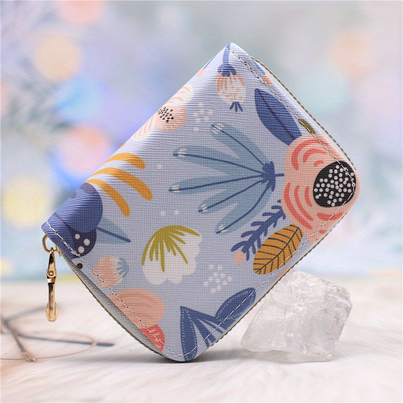 Simple Bag Coin Purse Flower Print Photo Short Wallet Pocket Clutch PU