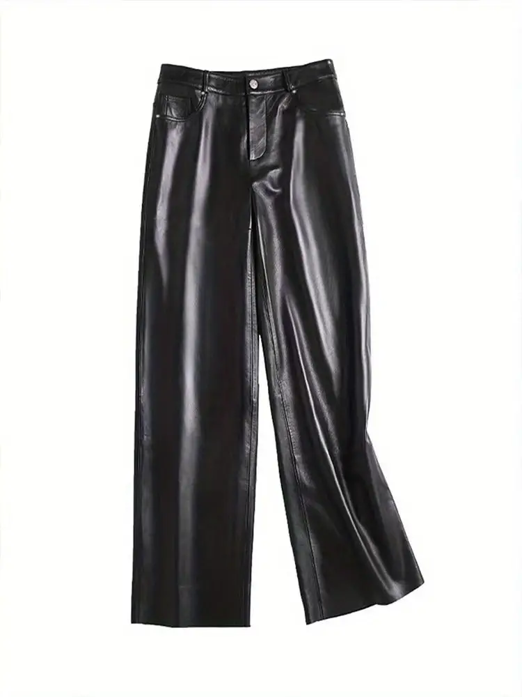 Autumn Winter Fashion Sexy Women's Pants Solid Faux Leather Pants High  Waist Pants Fashion Straight Trousers Streetwear Casual - China New Design  Denim Pant and Chinese Women Casual Pant price