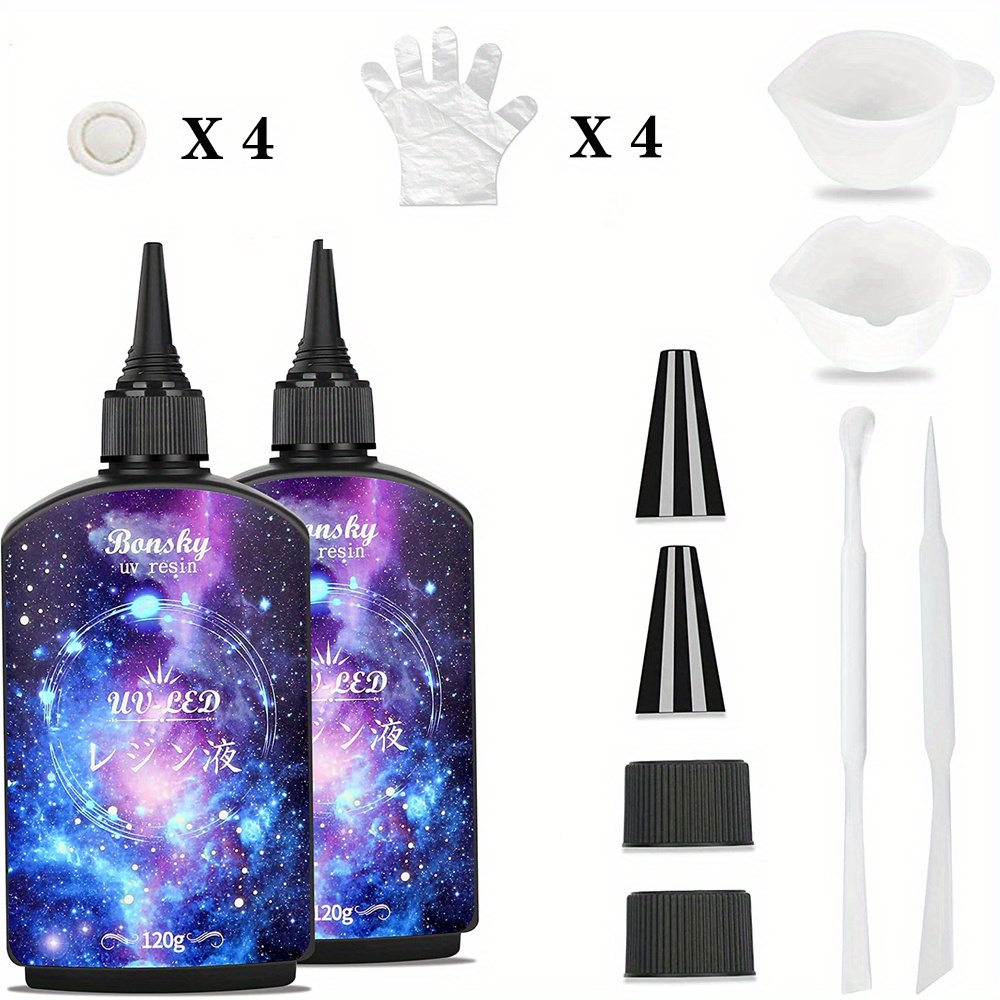 Colla Uv 120ml / 240ml Set Comune 36w Luce Uv Illuminata Resina Materiale  Epossidico Fai-da-te Realizzazione Di Giocattoli Trasparenti Di Cristallo  Viene Fornito Con Misurino In Silicone Guanti Per Bastoncini Di Miscelazione