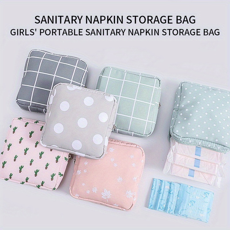 Hesroicy Tampon Storage Bag Large Capacity Zipper Letters Waterproof Mini  Cute Portable Sanitary Napkin Bag Dorm Supplies 