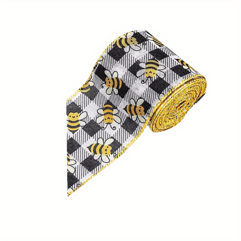 Black and Yellow Gingham Ribbon, 1 1/2 Wide, Wired Edge, 5 YARDS, Home  Decor