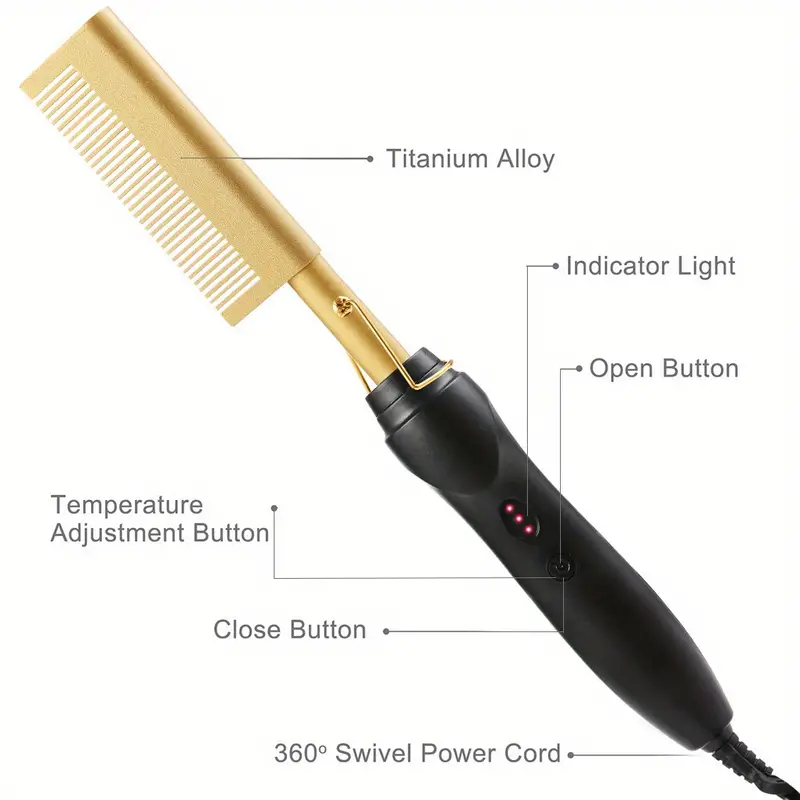 2 in 1 electric hot comb 450 f high heat hair straightener comb ceramic pressing comb with anti scald case dual voltage and 60 min auto shut off details 2