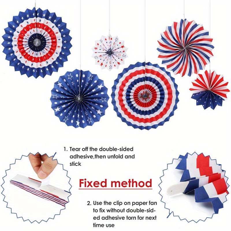 4th July Docor American Flag Paper Fan Independence Day Temu